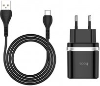 Зарядний пристрій Hoco C12Q Black with AM/MicroUSB  (C12Q Black cable)