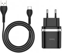 Зарядний пристрій Hoco C12Q Black with AM/MicroUSB (C12Q Black cable)