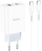 Зарядний пристрій Hoco C97A 20W White with Type-C/Type-C (6931474766090)