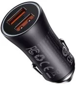 Автомобільний зарядний пристрій Baseus Golden Contactor Max Dual 60W Dark Gray (CGJM000013)