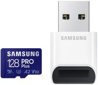 FLASH пам'ять Samsung Pro Plus U3 V30 A2 Micro SDXC 128GB Blue with USB adapter (MB-MD128KB/WW)