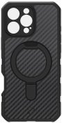 Чохол iTSkins for iPhone 16 Pro - FORCE R CARBON W with MagSafe Black  (AP6X-FOCAR-BLCK)