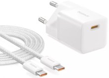 Зарядний пристрій Baseus GaN5 Fast Charger mini 1C 25W Moon White With Type-C / Type-C  (P10110909213-01)