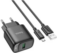 Зарядний пристрій Hoco C140A Smart 18W Black with AM/MicroUSB (6942007627801)