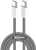 Кабель ColorWay PD 3A 60W Type-C / Type-C 2m Black (CW-CBPDCC068-BK)