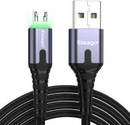 Кабель Essager LED Light 2.4A AM / Micro USB 2m Black (EXCM-XGA0G)