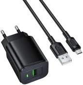 Зарядний пристрій BOROFONE BAS82A Star 18W Black with AM / MicroUSB (6941991126727)