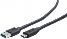 Кабель USB 3.0 (AM/Type-C) 0.1м, Cablexpert преміум Black