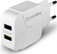 Зарядний пристрій ColorWay 2xUSB 2.4A White (CW-CHS004-WT)