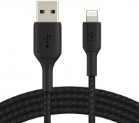 Кабель Belkin Braided AM / Lightning MFI 1m Black (CAA002BT1MBK)