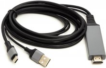 Кабель PowerPlant HDMI / Type-C / USB AM 1m Black (CA912025)