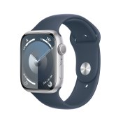 Смарт годинник Apple Watch Series 9 GPS 45mm Silver Aluminium Case with Storm Blue Sport Band - S/M  (MR9D3)