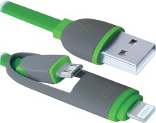 Кабель Defender USB10-03BP AM / Lightning / Micro USB 1m Green  (87489)