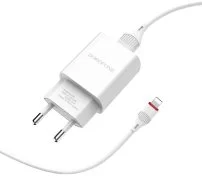 Зарядний пристрій BOROFONE BA20A Sharp 2.1A White with AM / Lightning (BA20ALW)