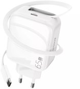 Зарядний пристрій Proove Fixtape GaN 65W White with Retractable Cable (WCFP65010202)