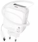 Зарядний пристрій Proove Fixtape GaN 65W White with Retractable Cable (WCFP65010202)