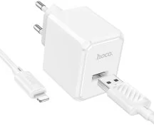 Зарядний пристрій Hoco CS11A Ocean 2.1A White with AM / Lightning (6942007603577)