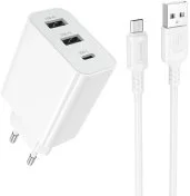 Зарядний пристрій BOROFONE BA105A Stellar 15W White with AM/MicroUSB (6941991125294)