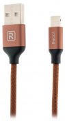 Кабель USB Recci RCL-M100 Fabrics AM / Lightning 1 м коричневий