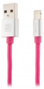 Кабель USB Recci RCL-E100 Lancer AM / Lightning 1 м рожевий
