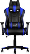 Крісло для геймерів AeroCool AC220BB чорне з синіми вставками + подушка під шию