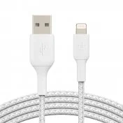 Кабель Belkin Braided AM / Lightning MFI 1m White (CAA002BT1MWH)