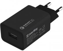 Зарядний пристрій ColorWay USB QC3.0 18W Black with MicroUSB cable (CW-CHS013QCM-BK)