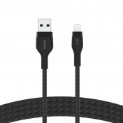 Кабель Belkin Braided Silicone AM / Lightning MFI 1 m Black  (CAA010BT1MBK)