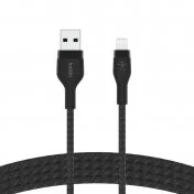 Кабель Belkin Braided Silicone AM / Lightning MFI 1m Black (CAA010BT1MBK)