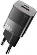 Зарядний пристрій Essager Square brick GaN Travelling Fast Charger 33W Black  (ECTCA-FZB01)