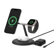 Бездротова зарядна станція Belkin BoostCharge Pro 3in1 Qi2 15W Black (WIZ023VFBK)