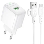 Зарядний пристрій BOROFONE BAS42A Potential QC3.0 18W White with AM/MicroUSB (6941991113796)
