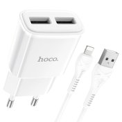 Зарядний пристрій Hoco C88A Star Round White with AM/Lightning  (6931474749512)