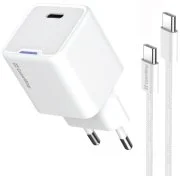 Зарядний пристрій ColorWay GaN Mini 25W White with Type-C/Type-C (CW-CHS052PDC-WT)