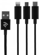 Кабель 2E AM / Micro USB / Lightning / Type-C 1.2m Black (2E-CCMTLAB-BL)