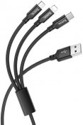 Кабель Hoco X14 3in1 AM / Type-C / Micro USB / Lightning 1m Black (Hoco X14 3in1 Black)