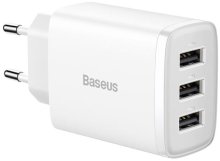 Зарядний пристрій Baseus Compact Charger 3U 17W White (CCXJ020102)
