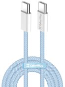 Кабель ColorWay 3A 60W Type-C / Type-C 1m Blue (CW-CBPDCC061-BL)
