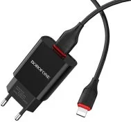 Зарядний пристрій BOROFONE BA20A Sharp Black with AM/Lightning (BA20ALB)