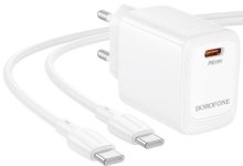 Зарядний пристрій BOROFONE BN26 Fuente 20W White with Type-C/Type-C (6941991120251)