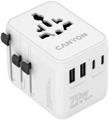 Зарядний пристрій Canyon Travel Adapter OnTour 20 GaN 70W White (CNS-TA70W1006W)