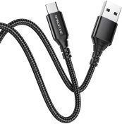 Кабель BOROFONE BX54 Ultra Bright 2.4A AM / MicroUSB 1m Black (6931474745811)