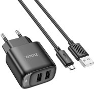 Зарядний пристрій Hoco C141A Black with AM/MicroUSB (6942007627887)