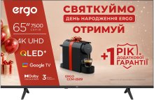 Телевізор QLED Ergo 65JUQ7500 (Google TV, Wi-Fi, 3840x2160)