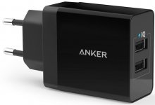 Зарядний пристрій Anker PowerPort 2 V3 2xUSB 4.8A Black (A2021L11)