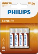 Батарейка Philips LongLife Zinc Carbon R03 AAA (BL/4)