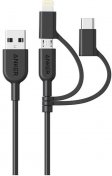 Кабель Anker Powerline II V3 AM / Micro USB / Type-C / Lightning 0.9m Black (A8436H11)