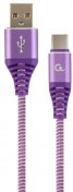 Кабель USB 2.0 (AM/Type-C) 2м, Cablexpert, преміум, Purple (Блістер) (CC-USB2B-AMCM-2M-PW)