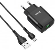 Зарядний пристрій Hoco C72Q Glorious QC3.0 with Micro USB cable Black (C72Q Black + MicroB)