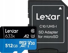 FLASH пам'ять Lexar High-Performance 633x Blue Micro SDXC 512GB with adapter (LSDMI512BB633A)